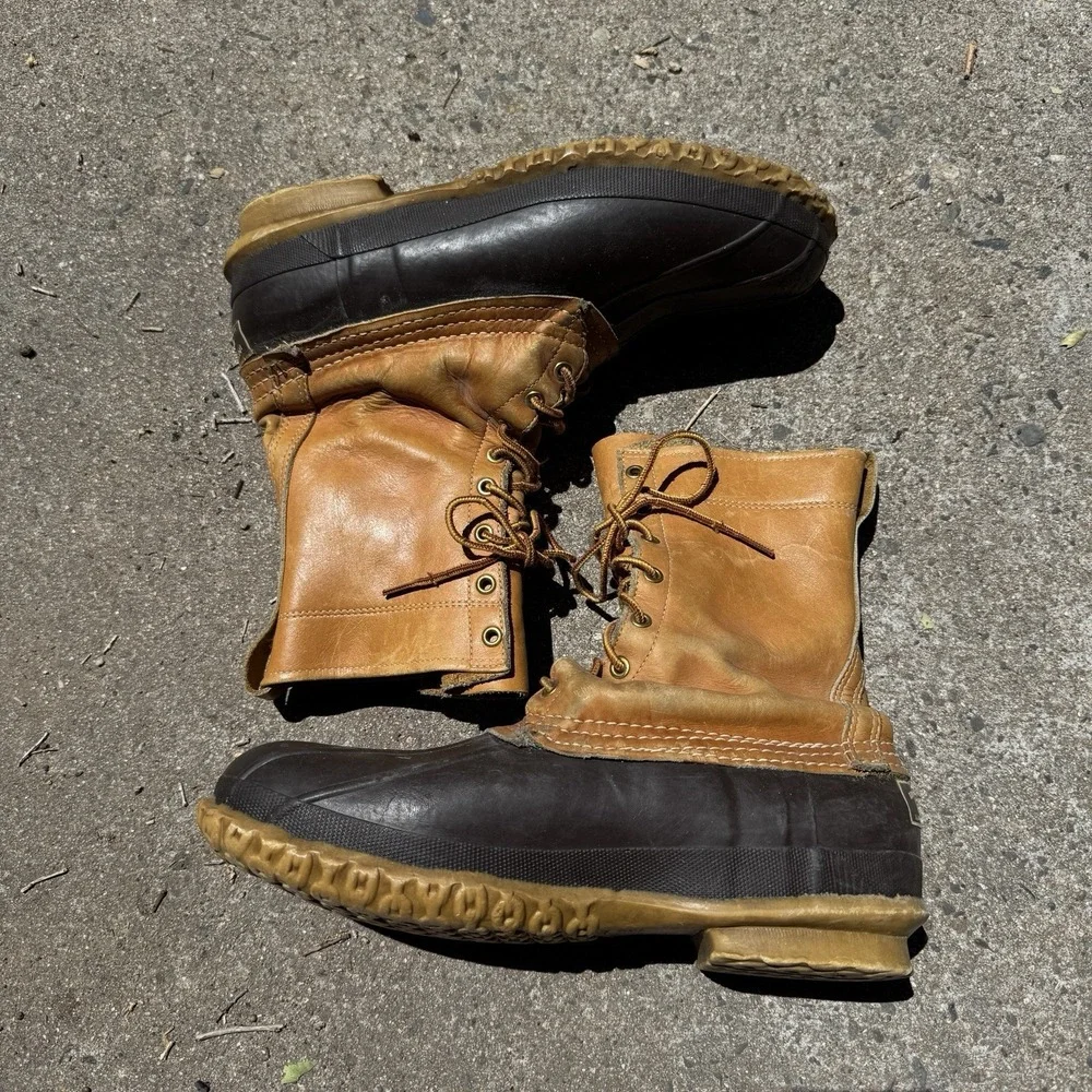 Vintage 80s LL Bean Maine Duck Boots Tan Size US 10 M Rain Hunting